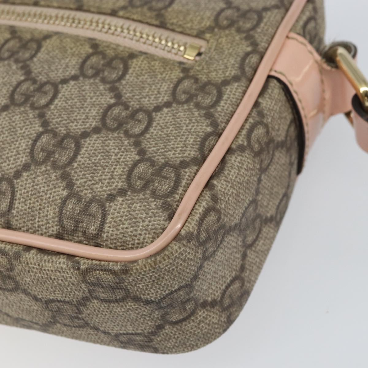 GUCCI GG Supreme Shoulder Bag PVC Beige Gold 201447 Auth bs31625