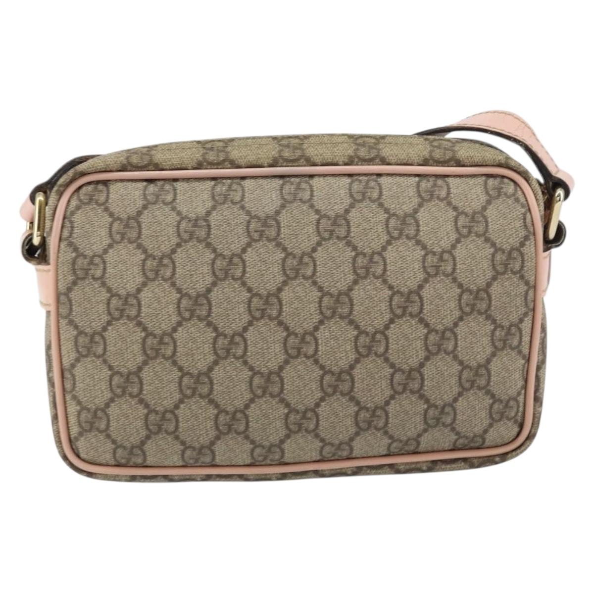 GUCCI GG Supreme Shoulder Bag PVC Beige Gold 201447 Auth bs31625