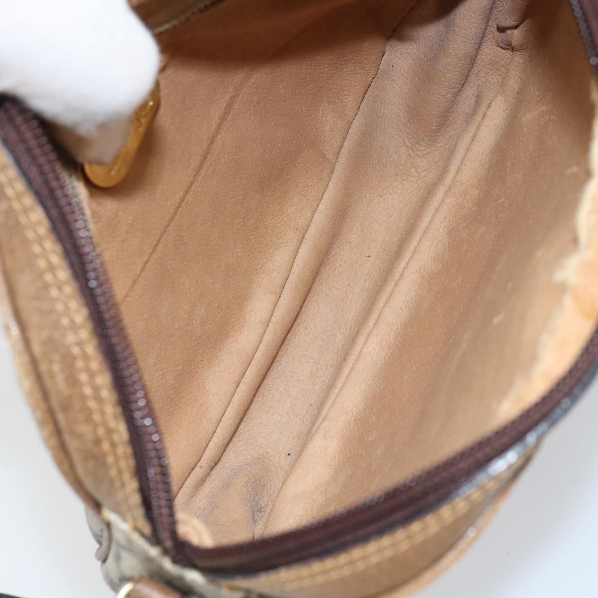 GUCCI GG Plus Supreme Shoulder Bag PVC Beige Gold Auth bs31626