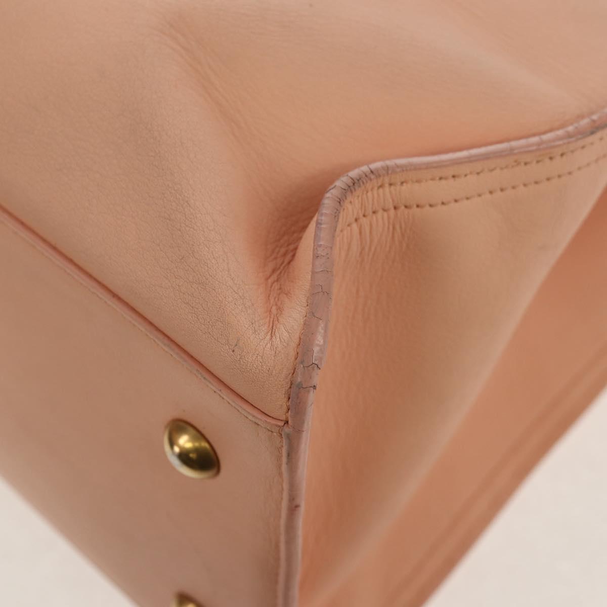 SAINT LAURENT Petit Kabas Hand Bag Leather 2way Pink Gold Auth bs31628