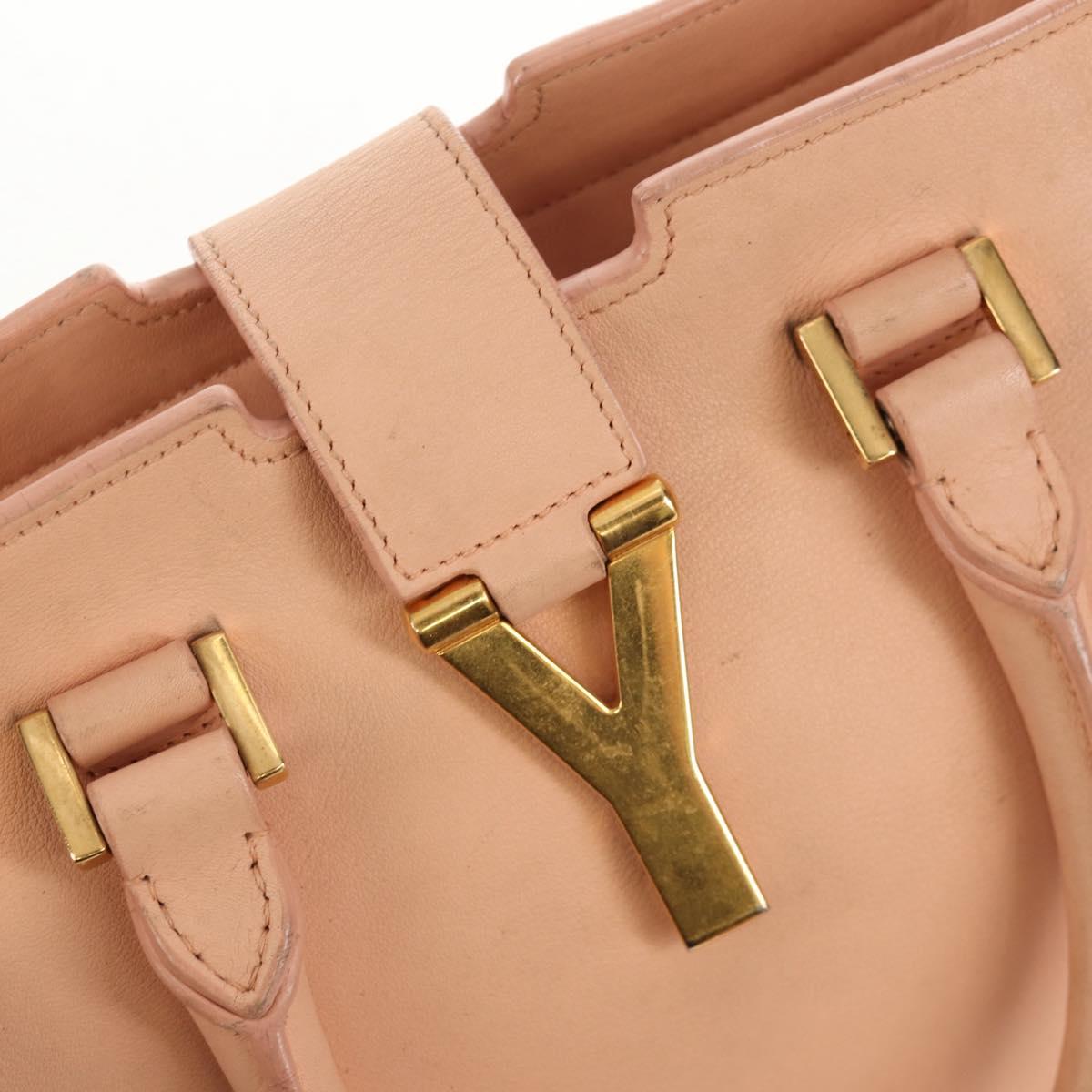 SAINT LAURENT Petit Kabas Hand Bag Leather 2way Pink Gold Auth bs31628