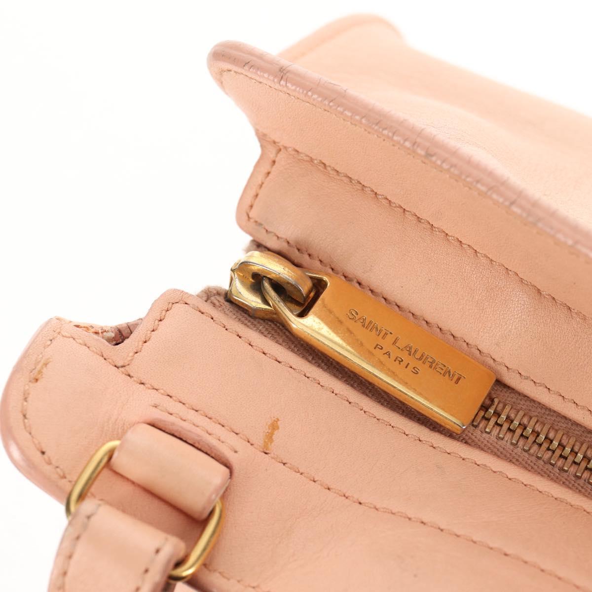 SAINT LAURENT Petit Kabas Hand Bag Leather 2way Pink Gold Auth bs31628