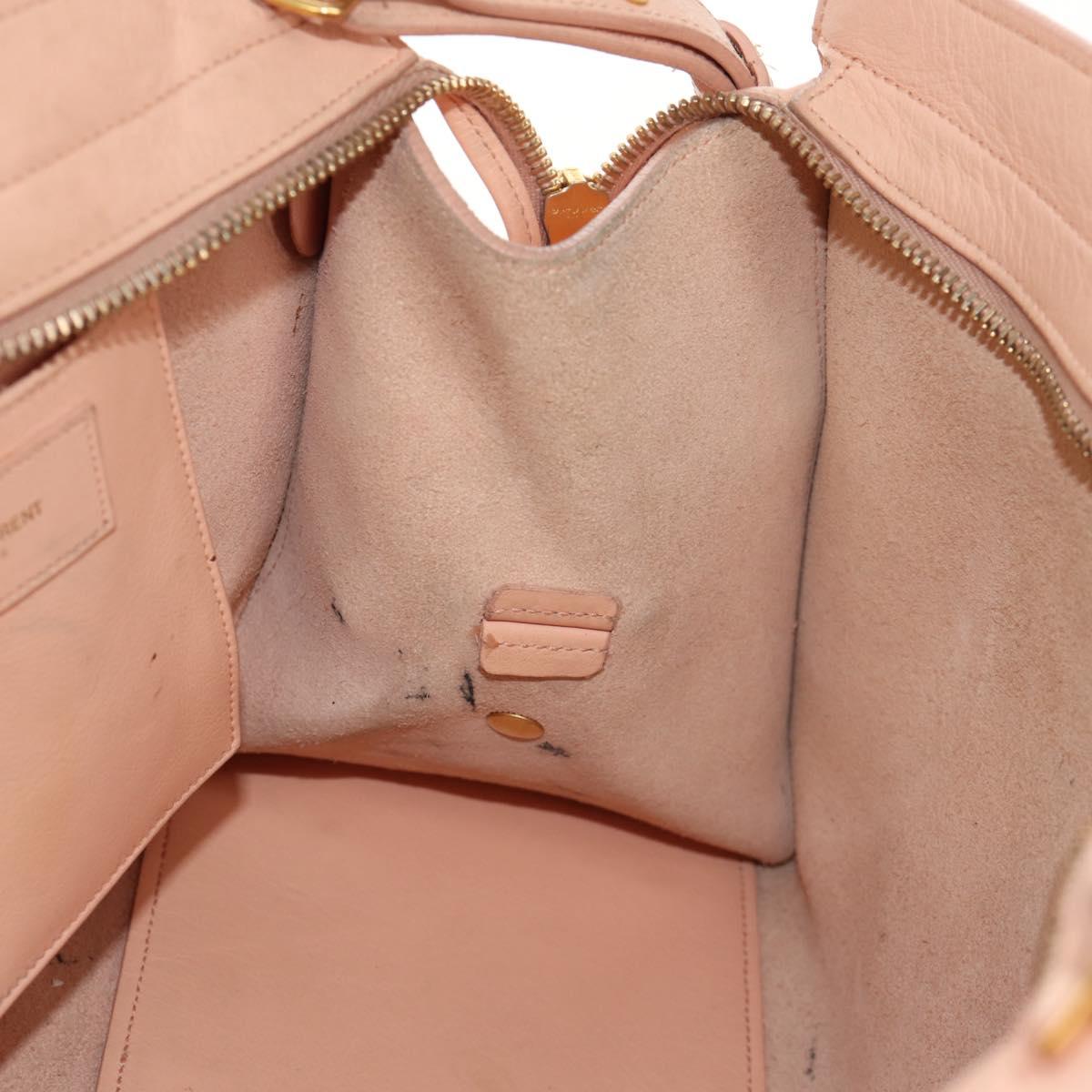SAINT LAURENT Petit Kabas Hand Bag Leather 2way Pink Gold Auth bs31628