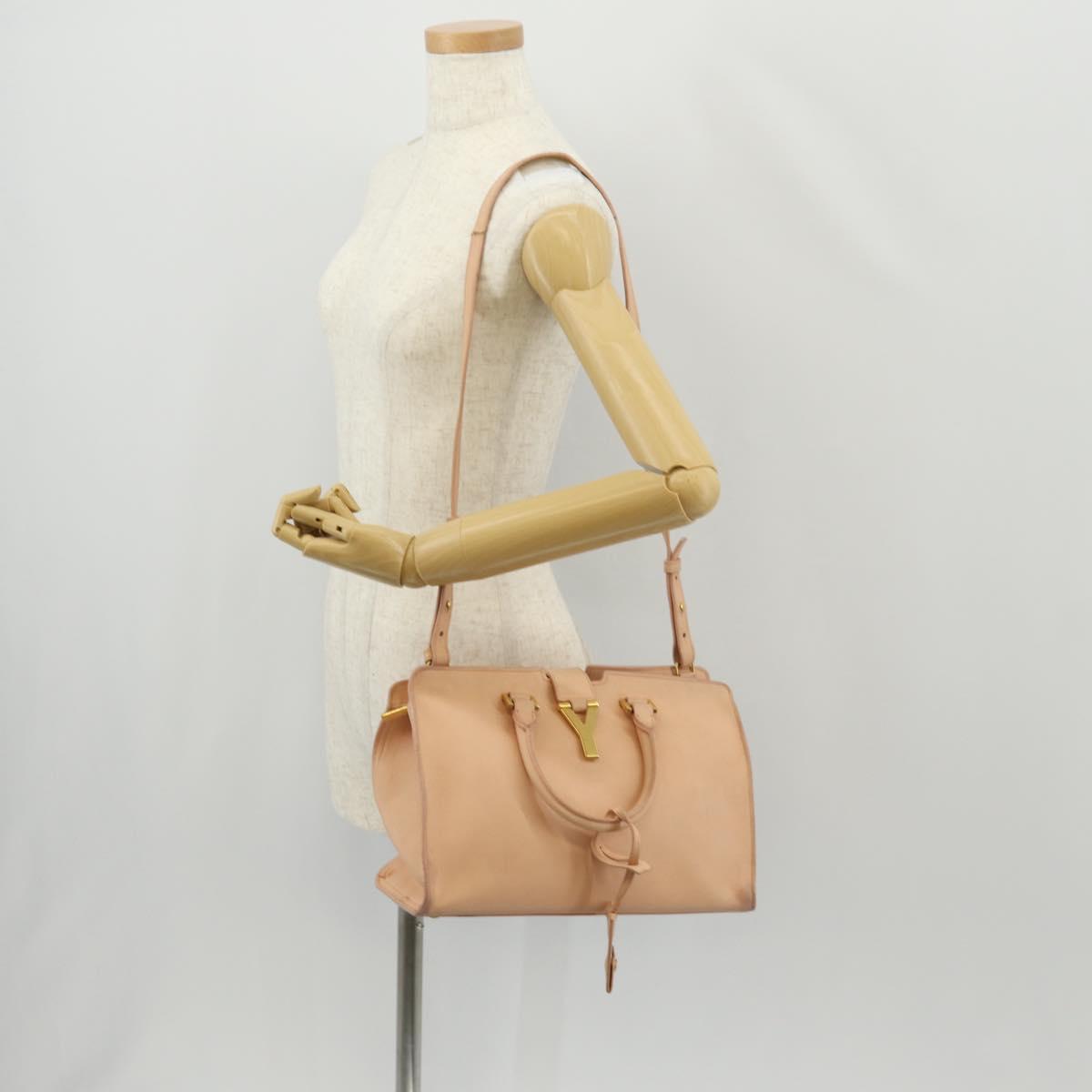SAINT LAURENT Petit Kabas Hand Bag Leather 2way Pink Gold Auth bs31628