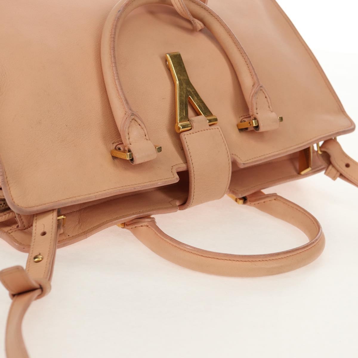 SAINT LAURENT Petit Kabas Hand Bag Leather 2way Pink Gold Auth bs31628
