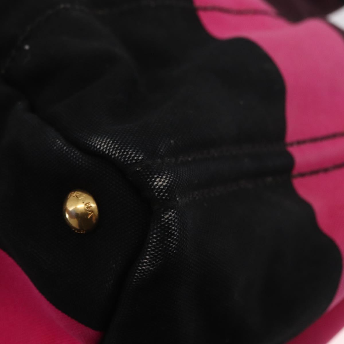 PRADA Canapa GM Hand Bag Canvas Pink Black Auth bs31630