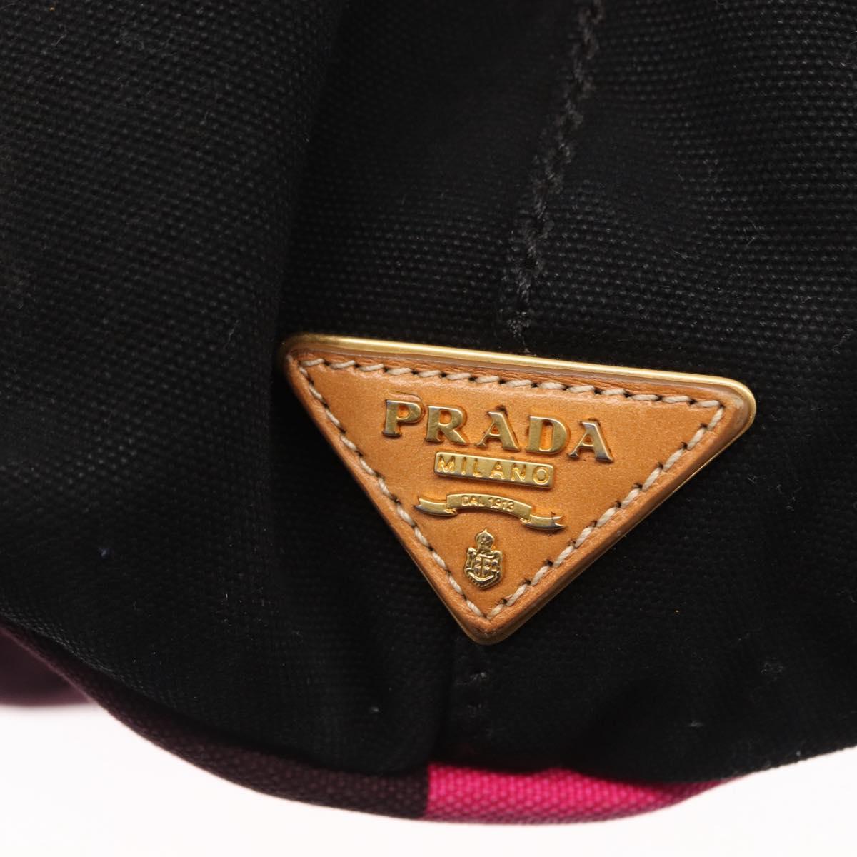 PRADA Canapa GM Hand Bag Canvas Pink Black Auth bs31630
