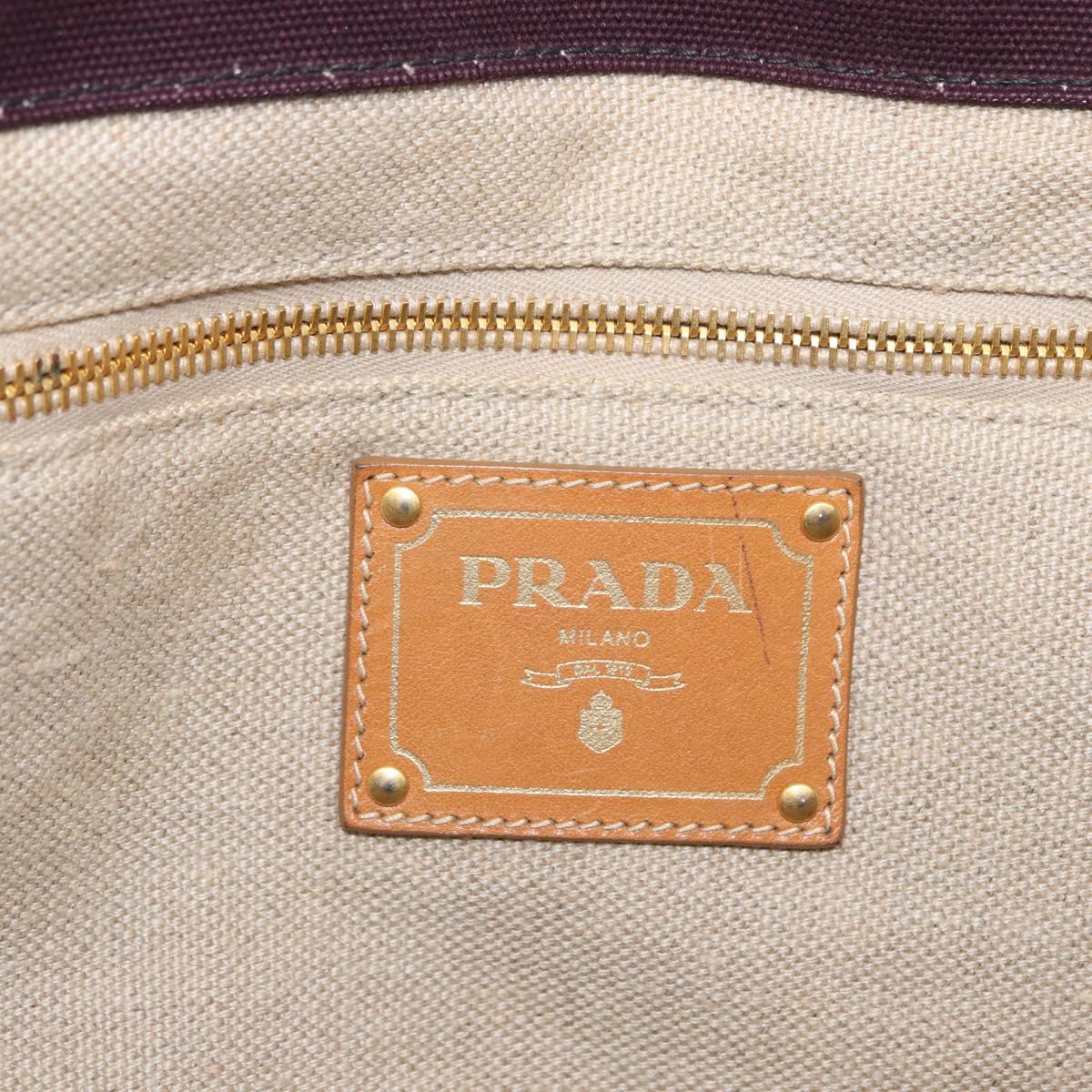 PRADA Canapa GM Hand Bag Canvas Pink Black Auth bs31630