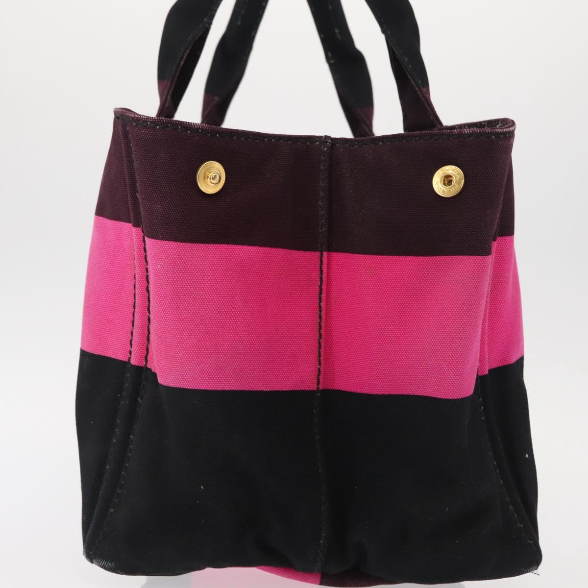 PRADA Canapa GM Hand Bag Canvas Pink Black Auth bs31630