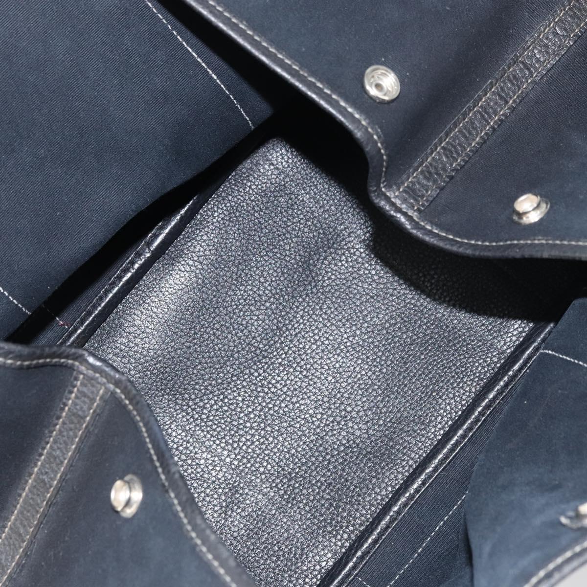 HERMES Tower Ash Garden Party MM Tote Bag Canvas Black Silver Auth bs31631