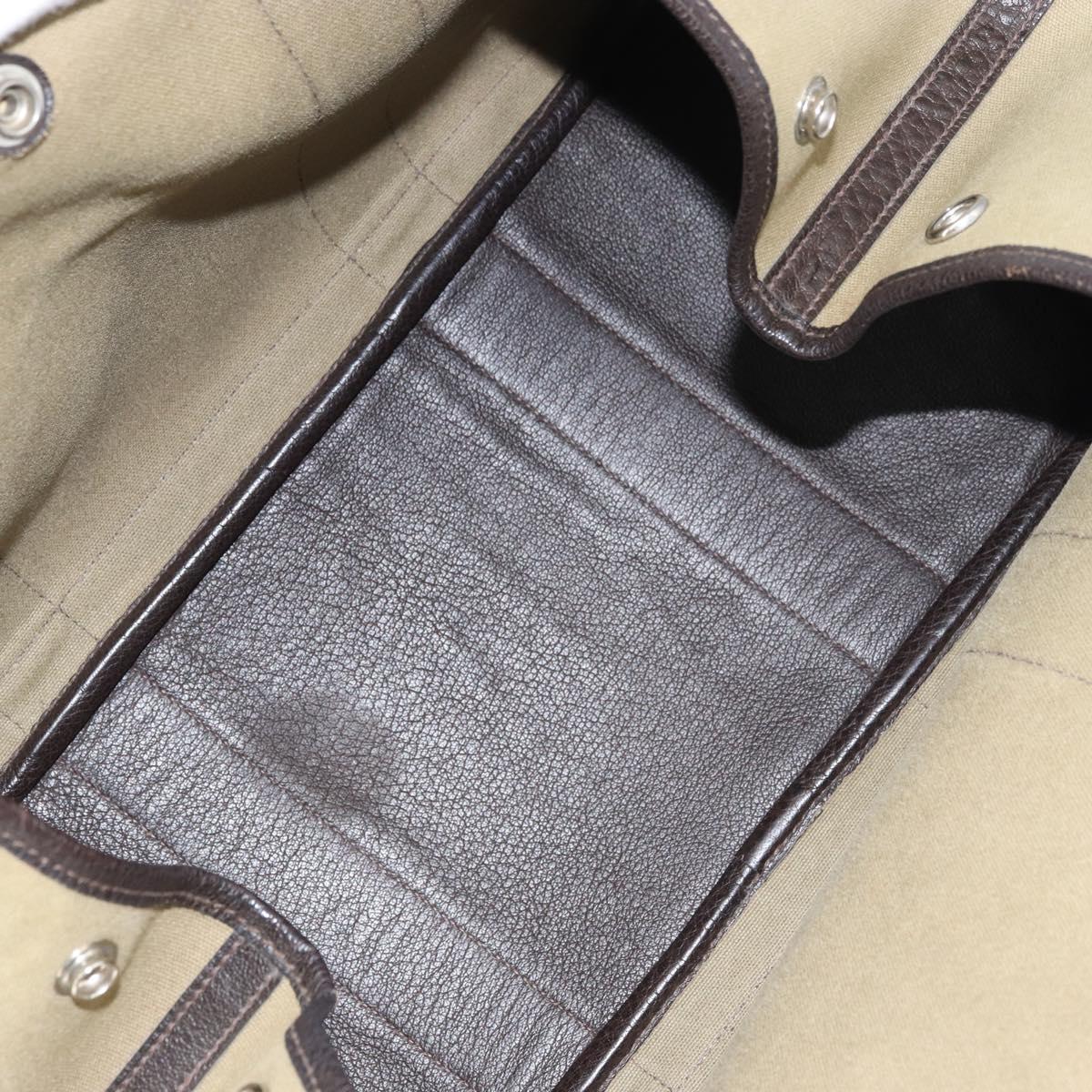 HERMES Tower Ash Garden Party MM Tote Bag Canvas Beige Silver Auth bs31632