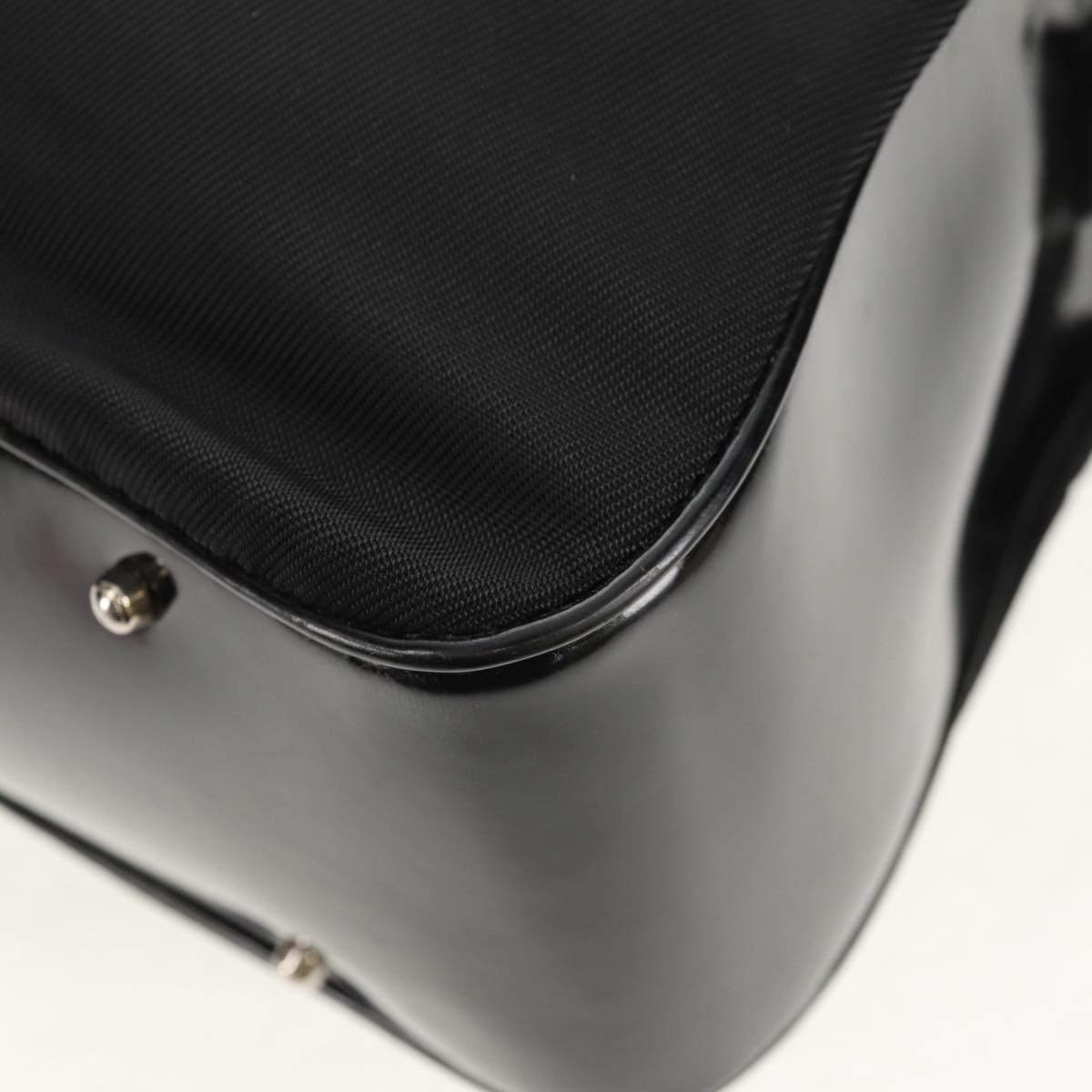 GUCCI Bamboo Hand Bag Nylon Enamel Black Silver 002 2040 0430 Auth bs31639