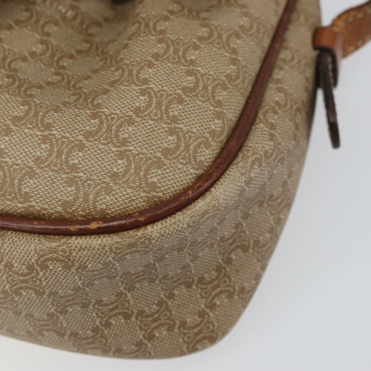CELINE Macadam Canvas Shoulder Bag PVC Beige Gold Auth bs31640