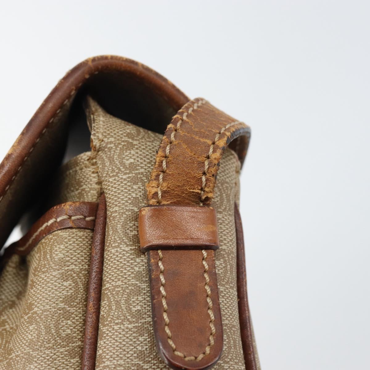 CELINE Macadam Canvas Shoulder Bag PVC Beige Gold Auth bs31640