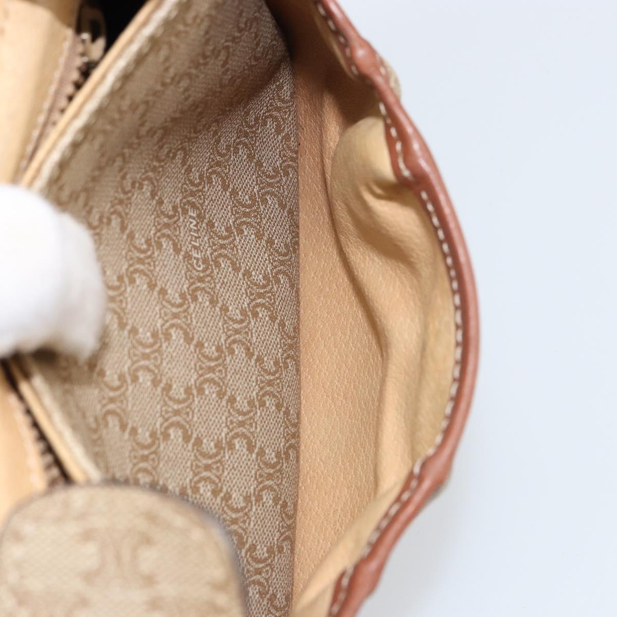 CELINE Macadam Canvas Shoulder Bag PVC Beige Gold Auth bs31640