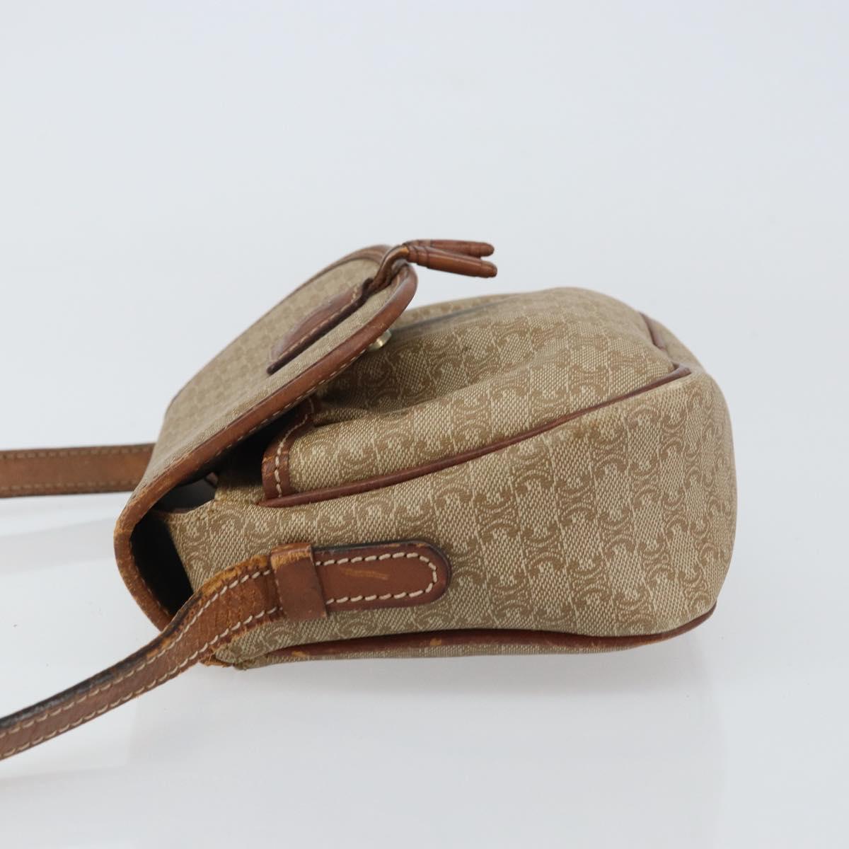 CELINE Macadam Canvas Shoulder Bag PVC Beige Gold Auth bs31640