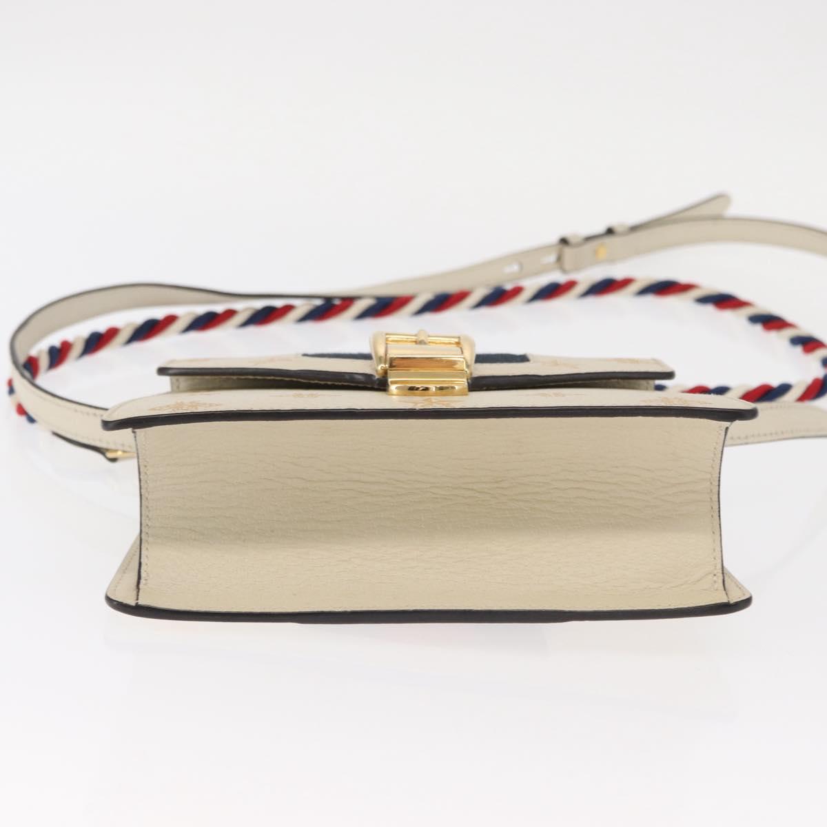 GUCCI Silvi Sherry Line Hand Bag Leather 2way Beige Gold 470270 Auth bs31644
