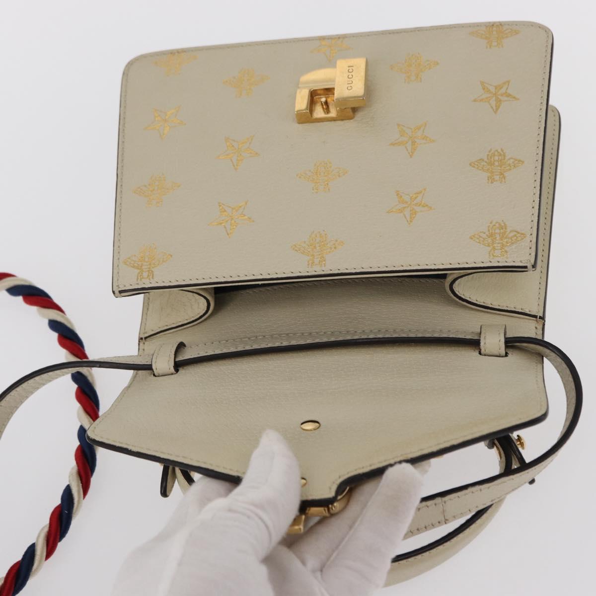 GUCCI Silvi Sherry Line Hand Bag Leather 2way Beige Gold 470270 Auth bs31644