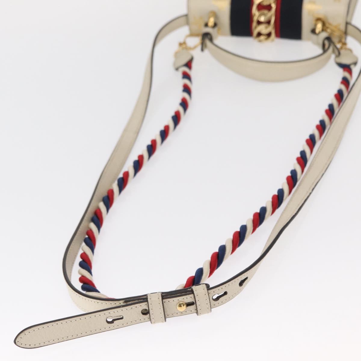 GUCCI Silvi Sherry Line Hand Bag Leather 2way Beige Gold 470270 Auth bs31644