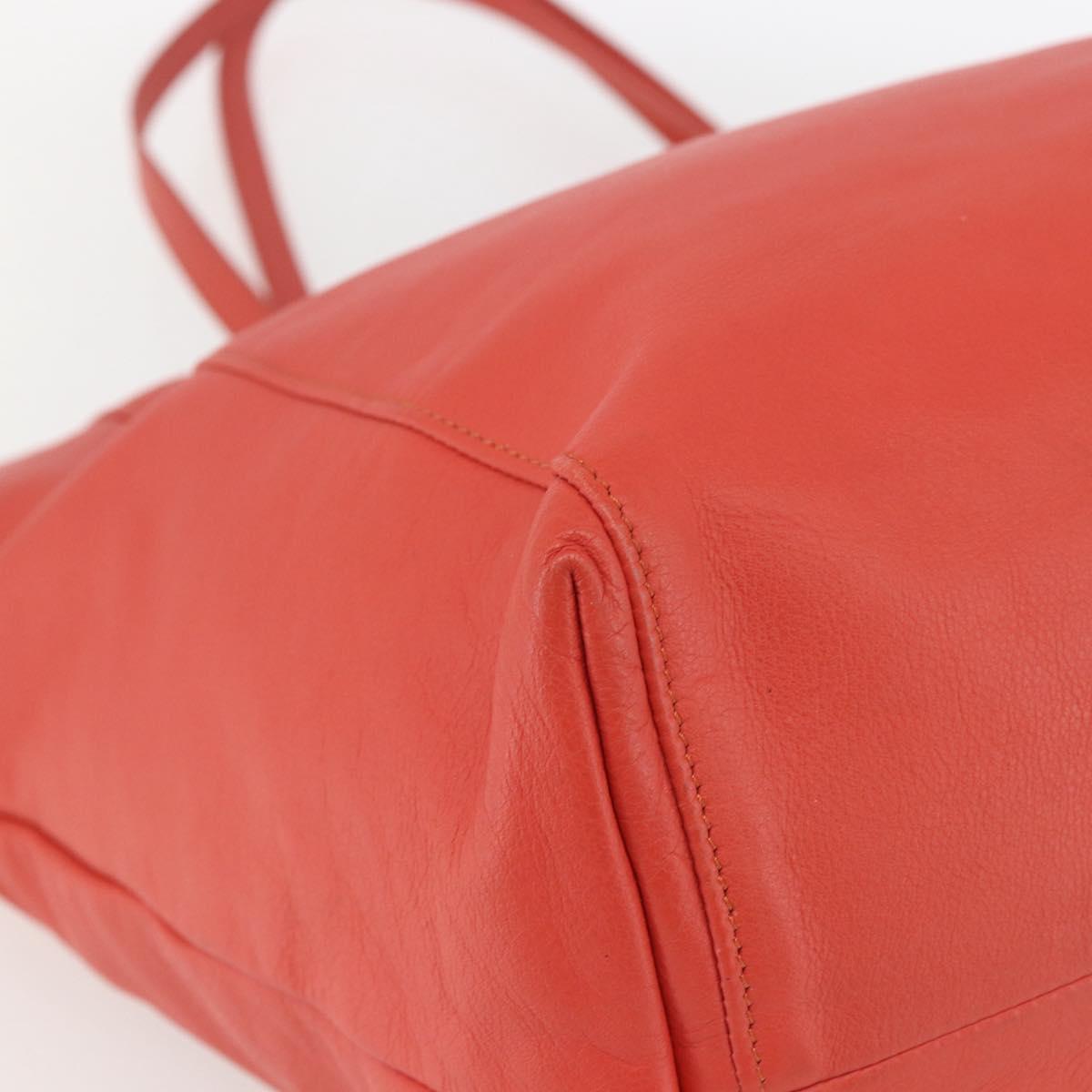 VALENTINO Tote Bag Leather Orange Gold Auth bs31646