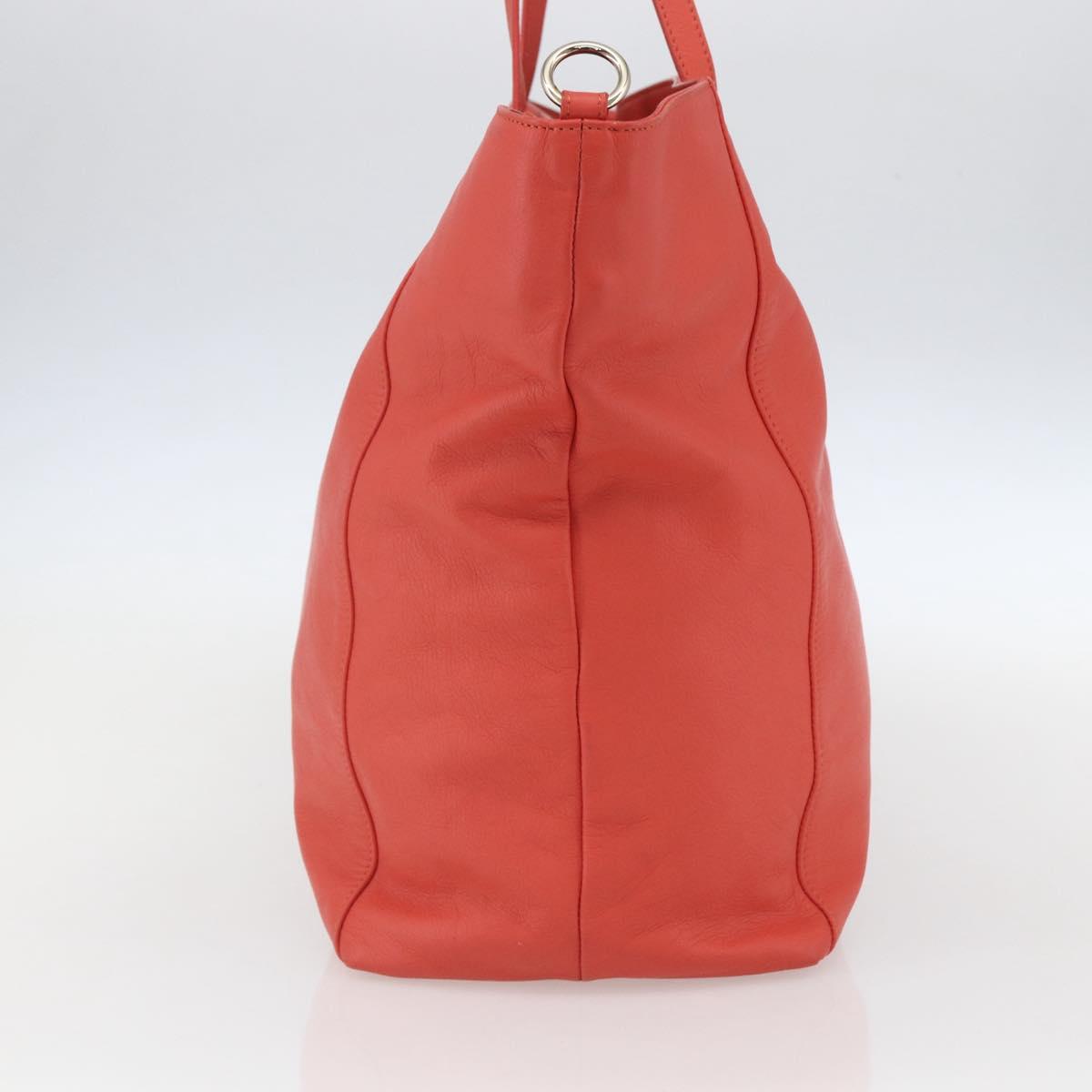 VALENTINO Tote Bag Leather Orange Gold Auth bs31646
