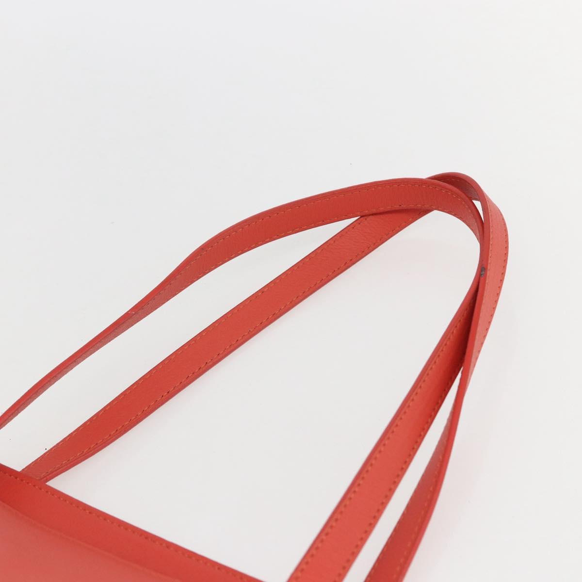 VALENTINO Tote Bag Leather Orange Gold Auth bs31646