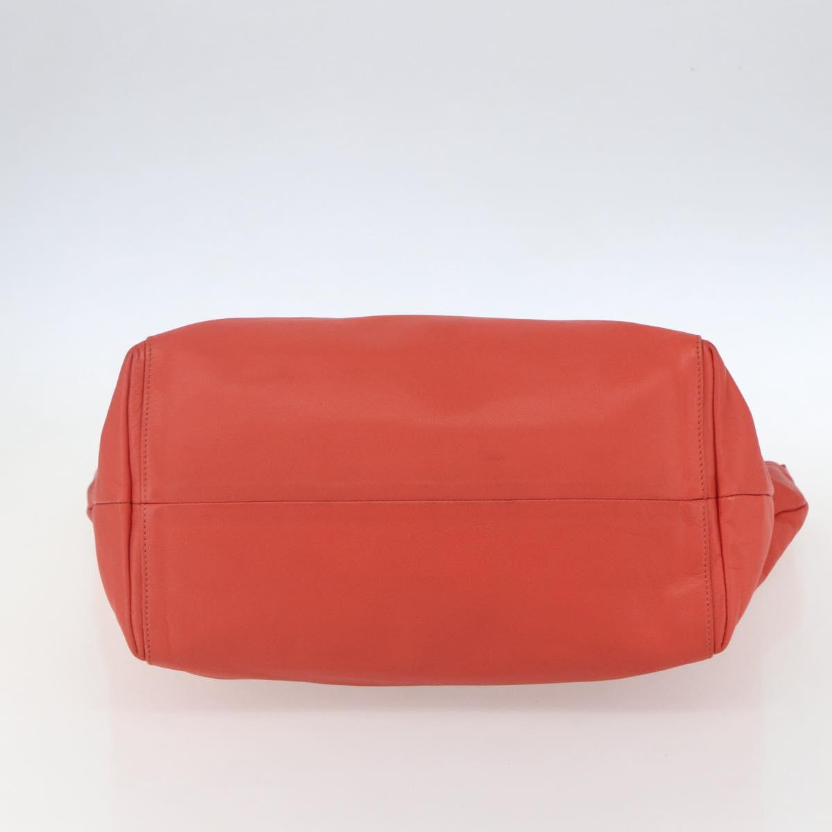 VALENTINO Tote Bag Leather Orange Gold Auth bs31646