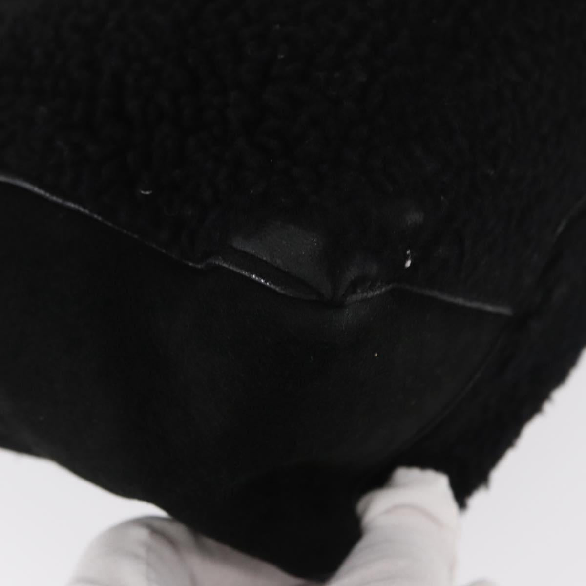 BALENCIAGA Paper Mini Hand Bag Mouton Black Silver Auth bs31650