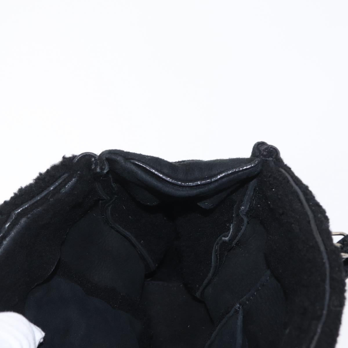 BALENCIAGA Paper Mini Hand Bag Mouton Black Silver Auth bs31650