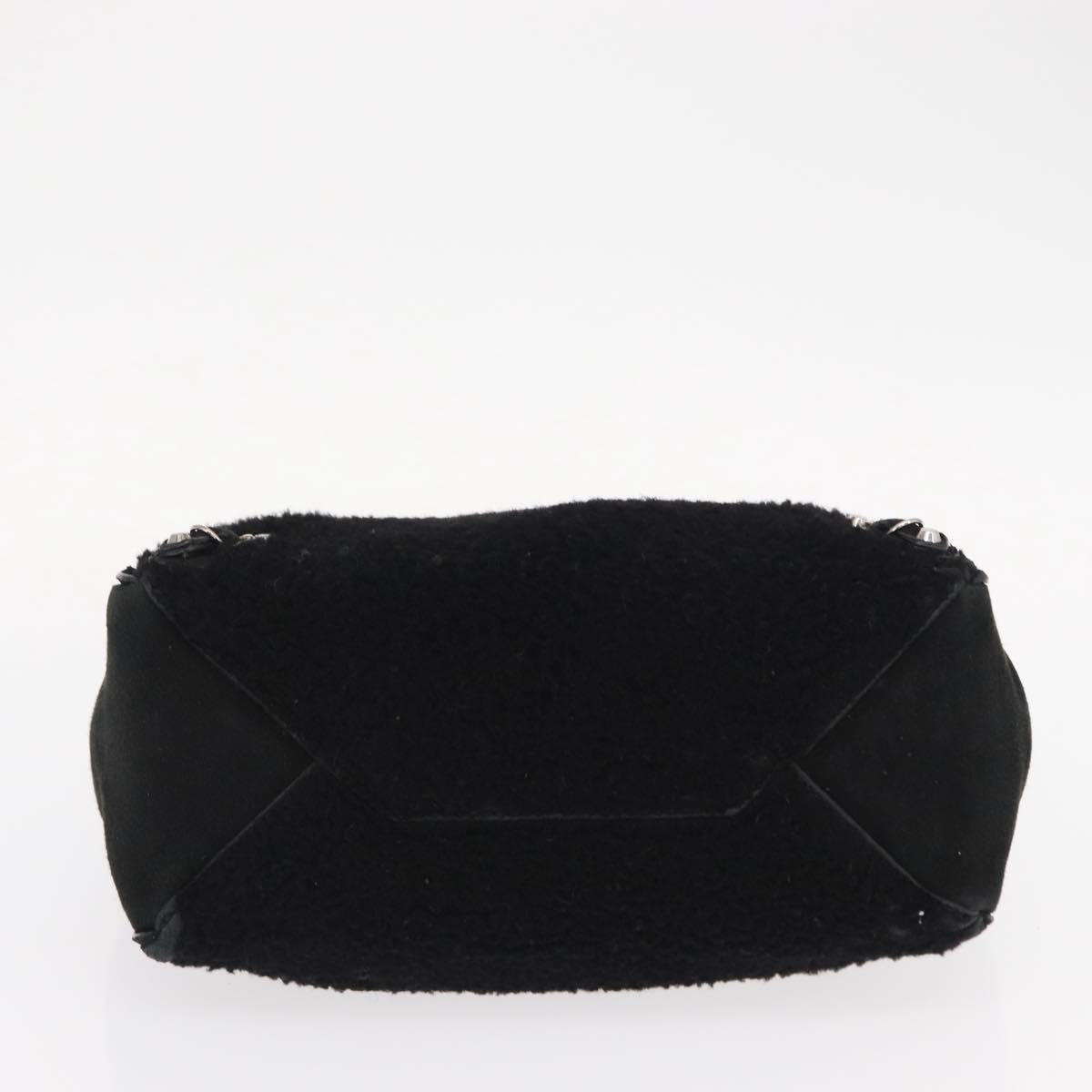 BALENCIAGA Paper Mini Hand Bag Mouton Black Silver Auth bs31650