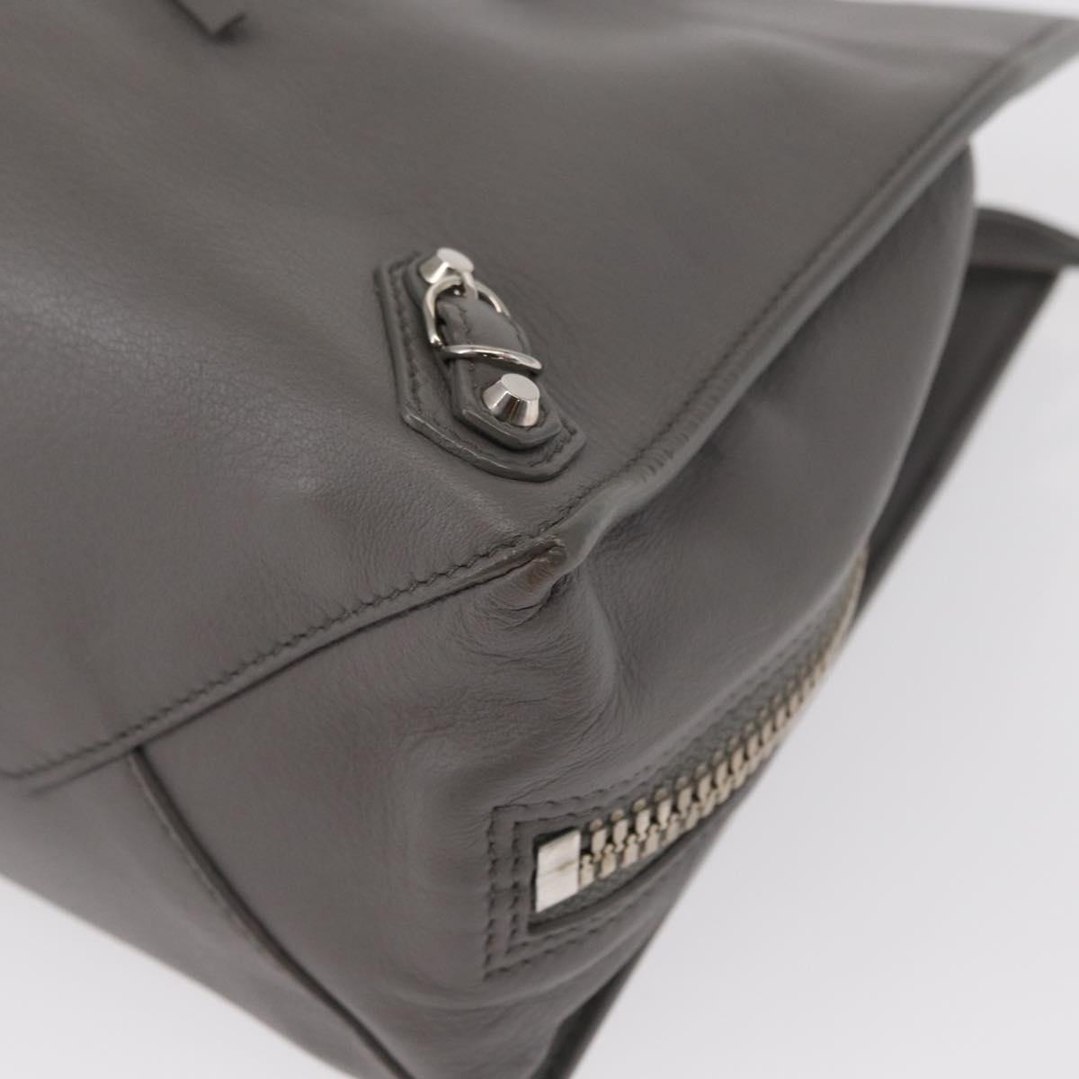BALENCIAGA Paper B4 Hand Bag Leather Gray Silver 370926 Auth bs31651V