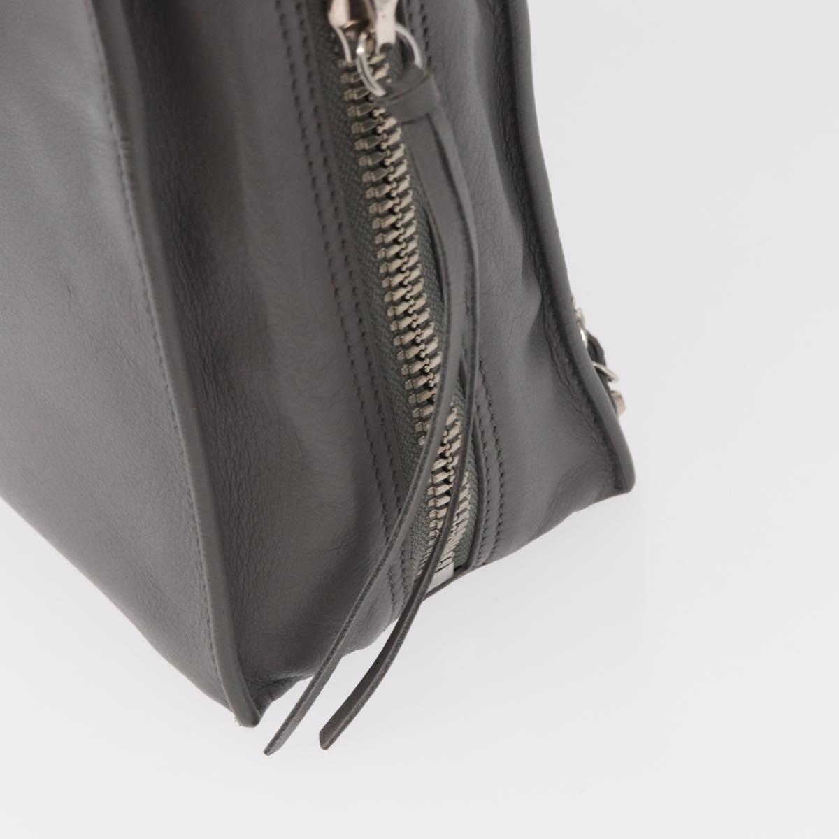 BALENCIAGA Paper B4 Hand Bag Leather Gray Silver 370926 Auth bs31651V