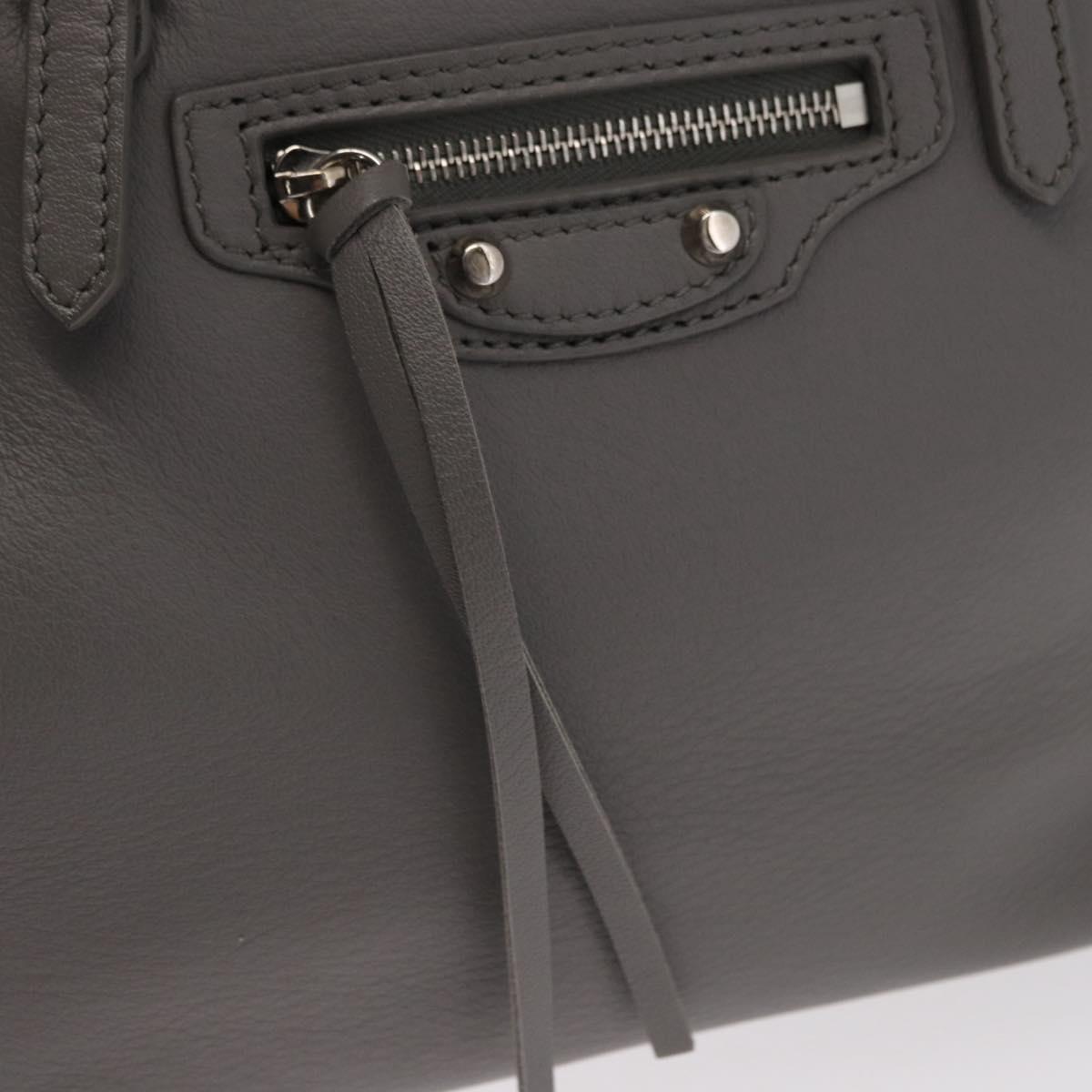 BALENCIAGA Paper B4 Hand Bag Leather Gray Silver 370926 Auth bs31651V