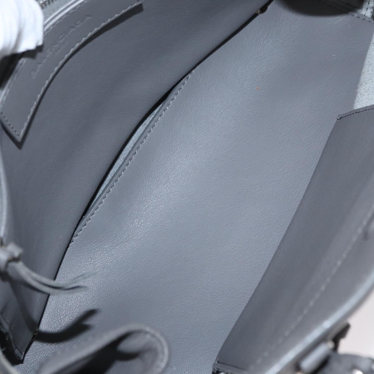 BALENCIAGA Paper B4 Hand Bag Leather Gray Silver 370926 Auth bs31651V