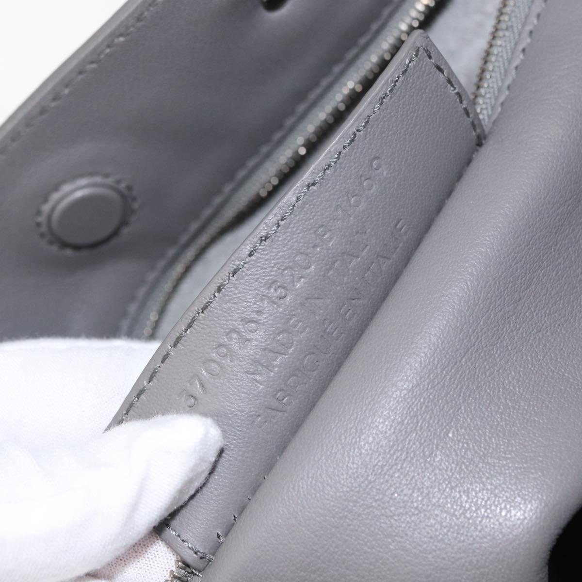 BALENCIAGA Paper B4 Hand Bag Leather Gray Silver 370926 Auth bs31651V