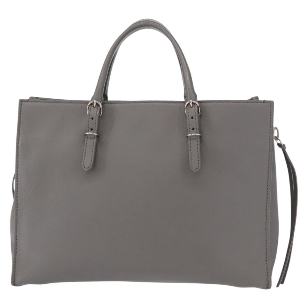 BALENCIAGA Paper B4 Hand Bag Leather Gray Silver 370926 Auth bs31651V