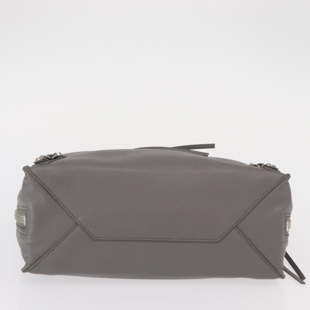 BALENCIAGA Paper B4 Hand Bag Leather Gray Silver 370926 Auth bs31651V