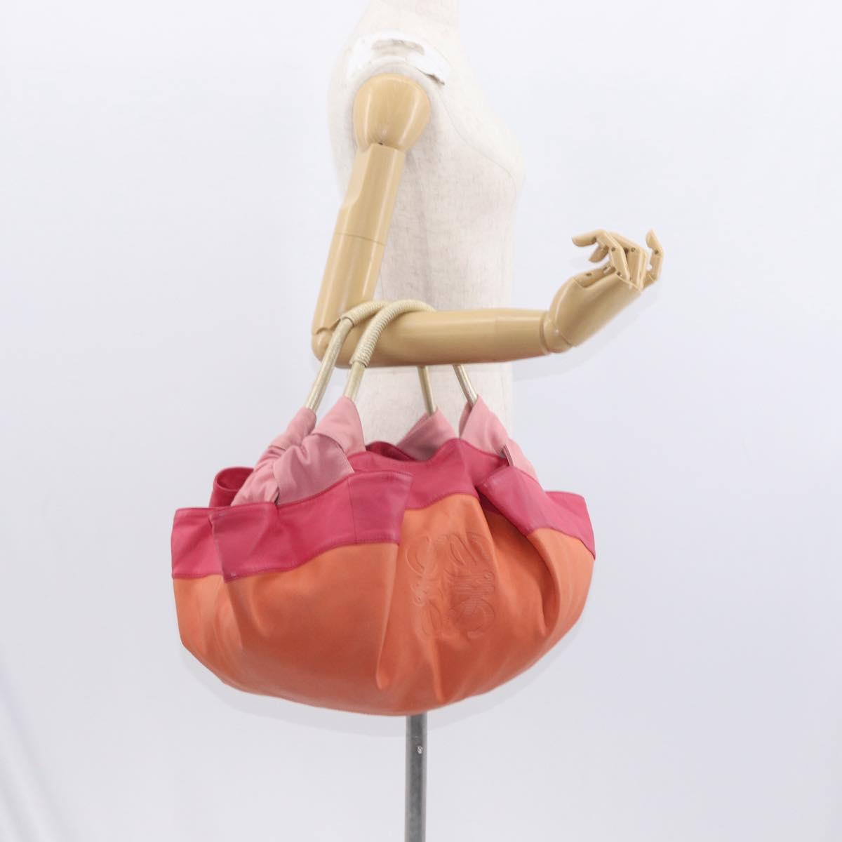 LOEWE Nappa Aire Anagram Hand Bag Leather Orange Auth bs31653