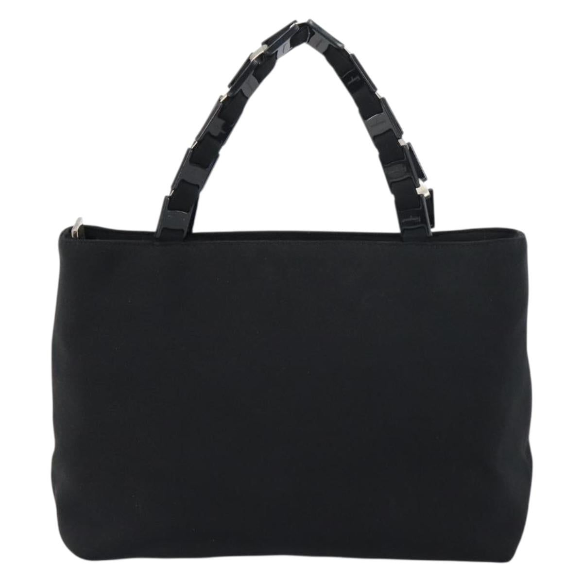 Salvatore Ferragamo Hand Bag Canvas Black Silver Auth bs31657
