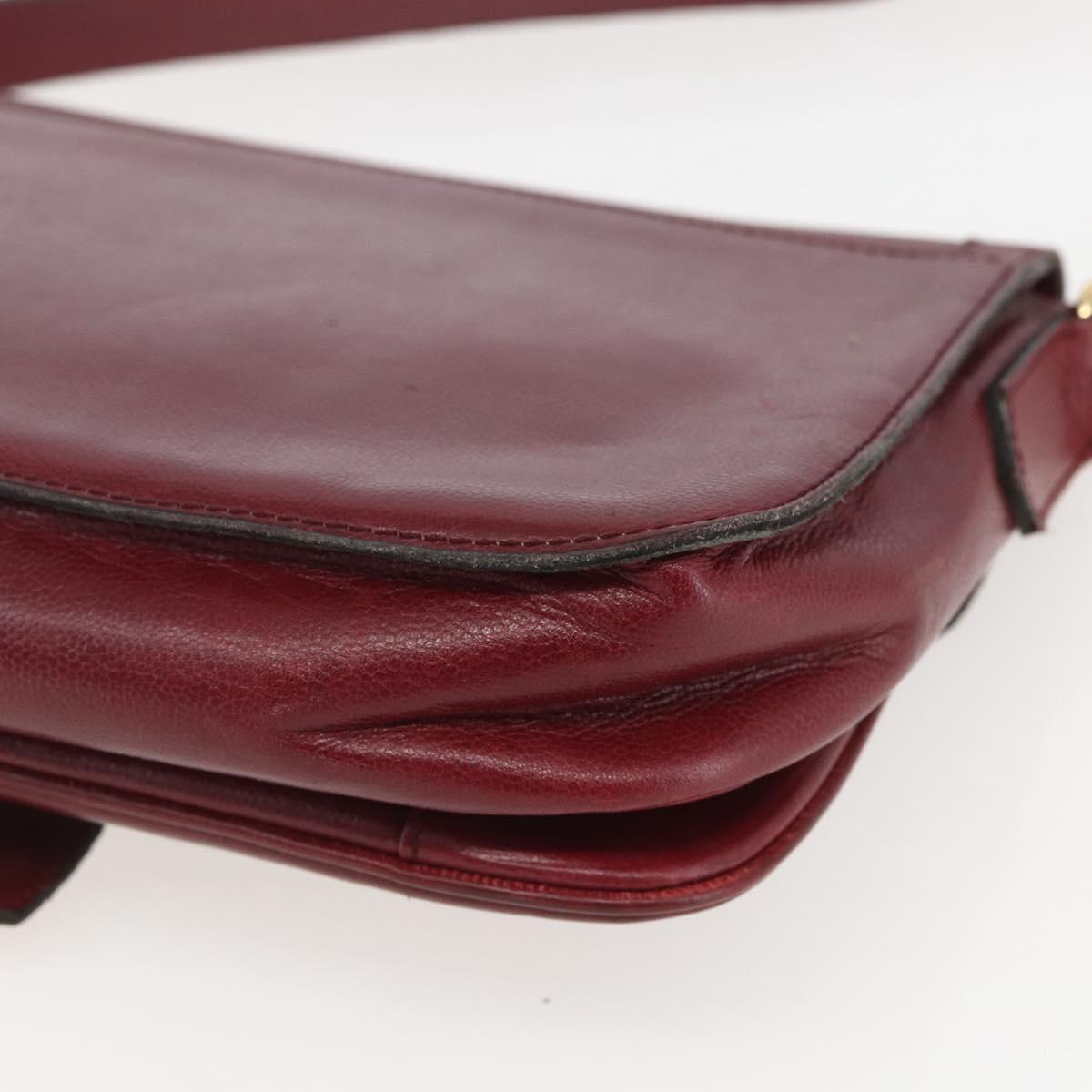 SAINT LAURENT Shoulder Bag Leather Red Gold Auth bs31658