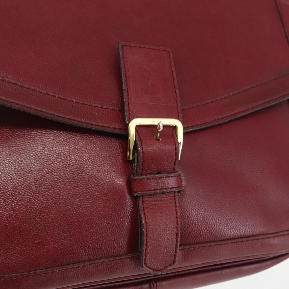 SAINT LAURENT Shoulder Bag Leather Red Gold Auth bs31658