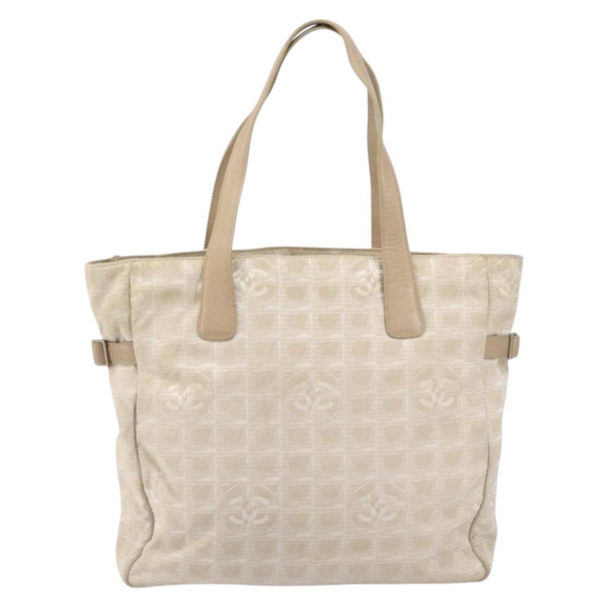 CHANEL New Travel Line Tote Bag Nylon Pink CC Auth bs31675