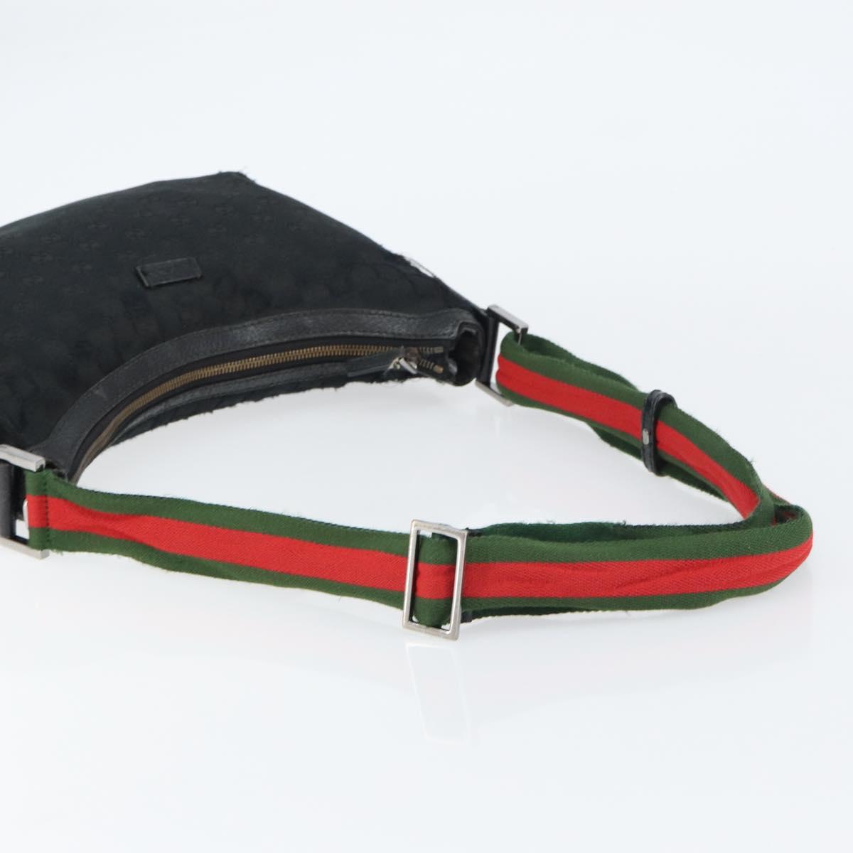 GUCCI GG Canvas Shoulder Bag Black Silver 181092 Auth bs31680