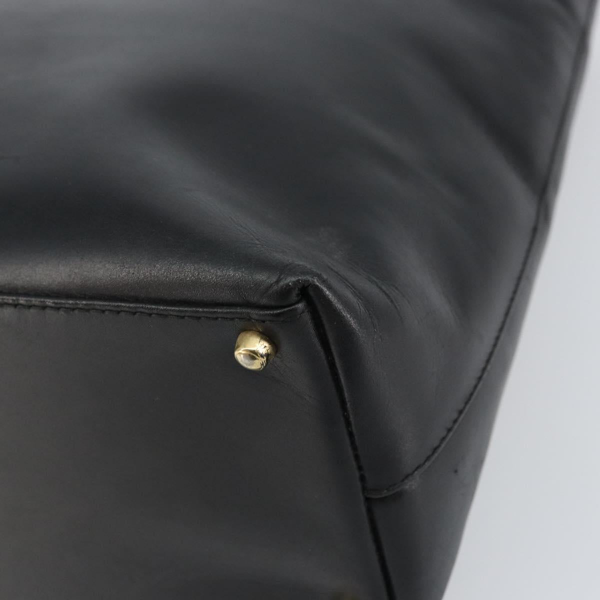 GUCCI Bamboo Hand Bag Leather Black Gold 002 2122 0507 Auth bs31682