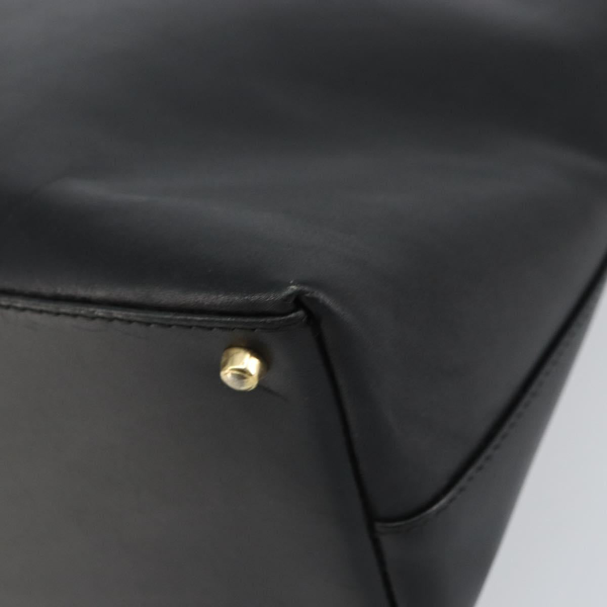 GUCCI Bamboo Hand Bag Leather Black Gold 002 2122 0507 Auth bs31682