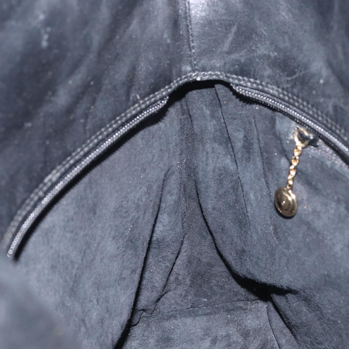 GUCCI Bamboo Hand Bag Leather Black Gold 002 2122 0507 Auth bs31682