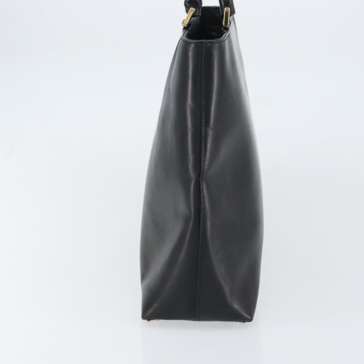 GUCCI Bamboo Hand Bag Leather Black Gold 002 2122 0507 Auth bs31682