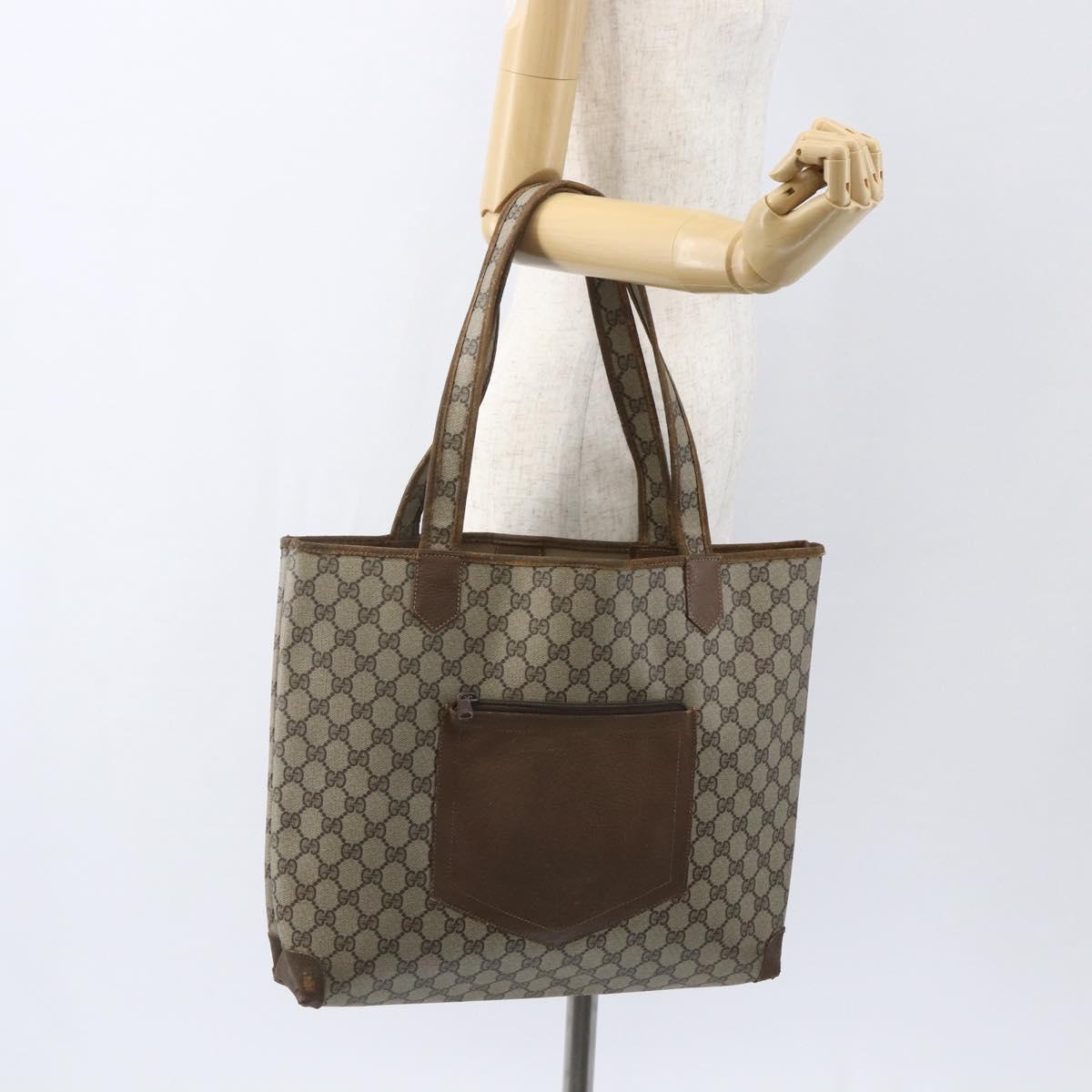 GUCCI GG Supreme Tote Bag PVC Leather Beige Gold 002 098 0057 Auth bs31684