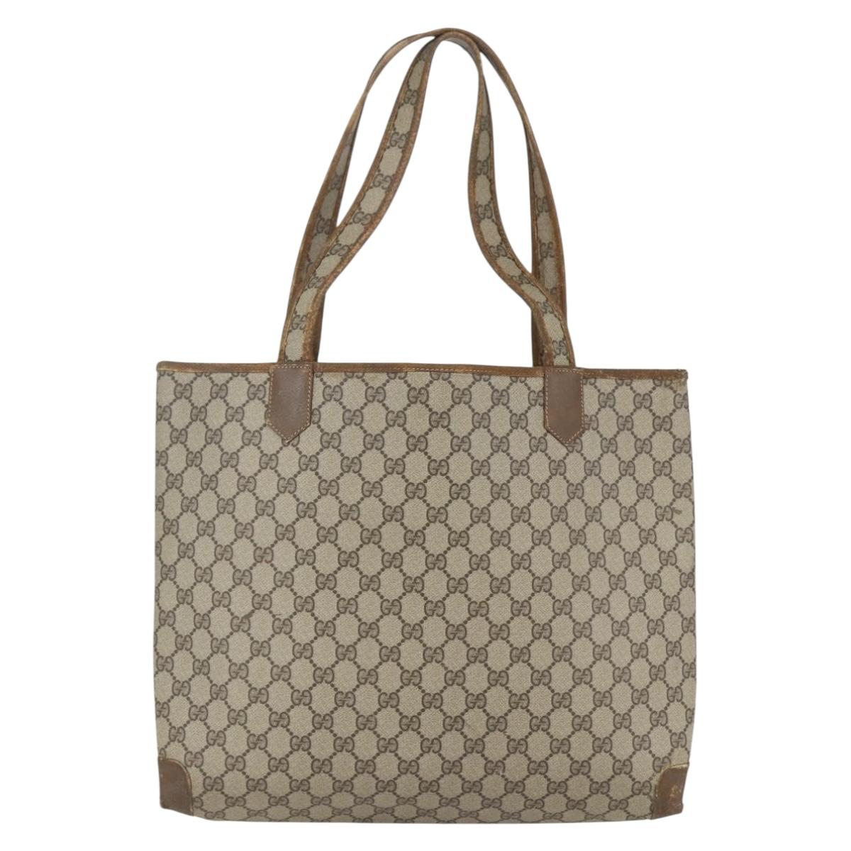 GUCCI GG Supreme Tote Bag PVC Leather Beige Gold 002 098 0057 Auth bs31684