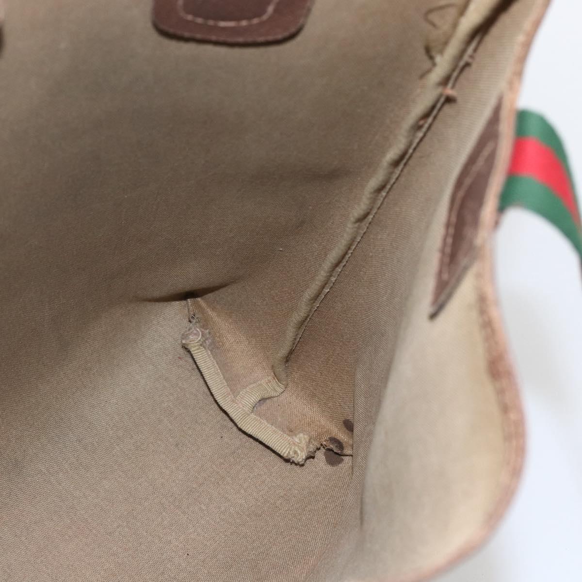 GUCCI GG Supreme Web Sherry Line Tote Bag PVC Beige Gold 89 02 003 Auth bs31685